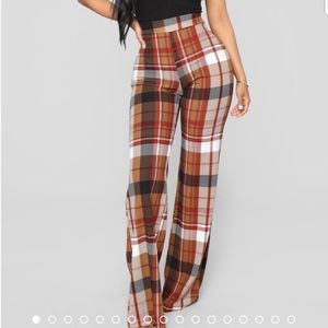 Plaid High Waist Wide Leg Pants